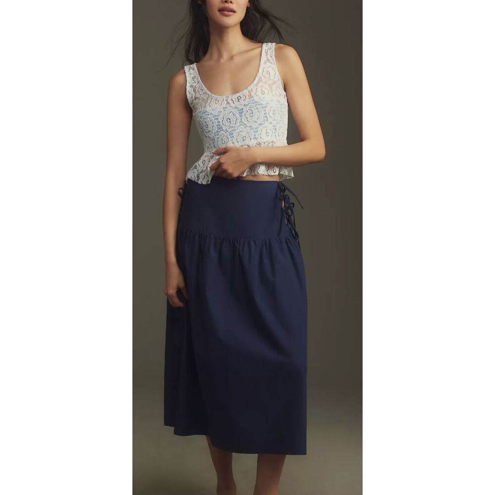 Anthropologie Maeve Lace Overlay Cropped Top Size Large NWT